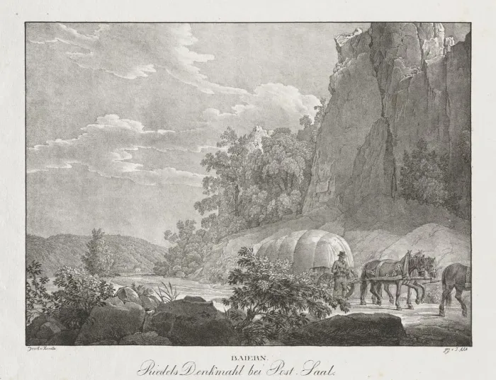 Framed Print : Baiern, Riedels Denkmahl bei Post-Saal. Creator: Jakob Alt (Austrian, 1789-1872) Framed Print : Baiern, Riedels Denkmahl bei Post-Saal. Creator: Jakob Alt (Austrian, 1789-1872)
