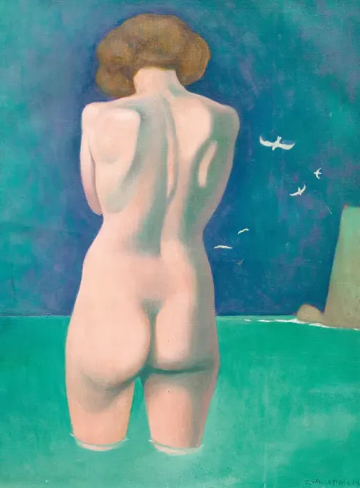 Framed Print : Baigneuse aux mouettes, 1919. Creator: Vallotton, Felix Edouard (1865-1925) Framed Print : Baigneuse aux mouettes, 1919. Creator: Vallotton, Felix Edouard (1865-1925)