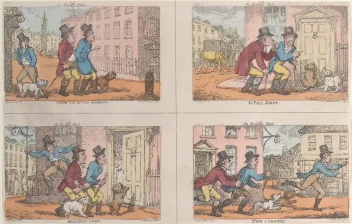 Framed Print : The Bailiffs Hunt: Going Out in the Morning, In Full Scent, Breaking Cover