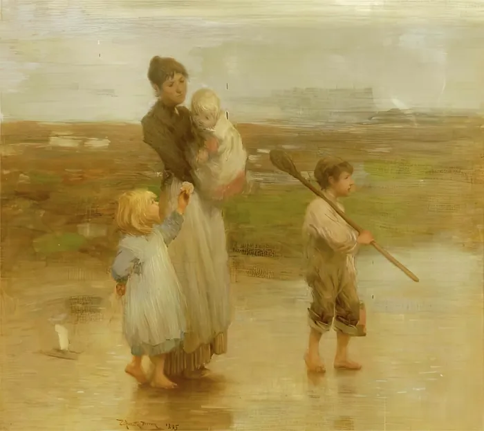 Framed Print : The Bait Gatherers, 1895. Creator: Thomas Austen Brown Framed Print : The Bait Gatherers, 1895. Creator: Thomas Austen Brown