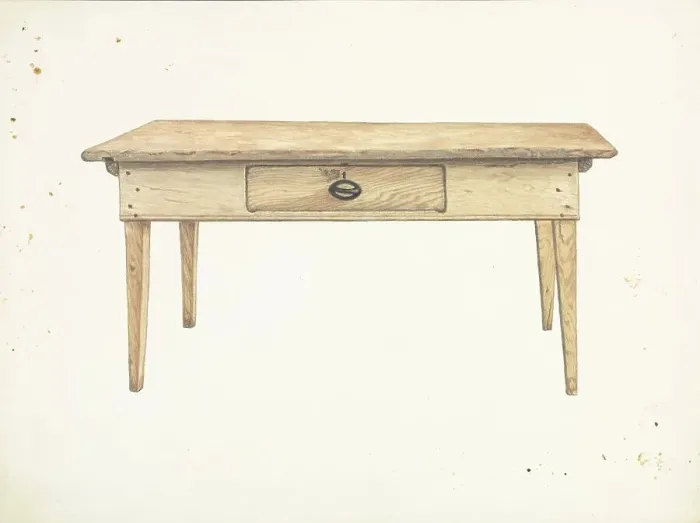 Framed Print : Baker's Table, c. 1937. Creator: Earl Butlin Framed Print : Baker's Table, c. 1937. Creator: Earl Butlin