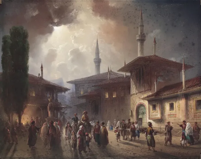 Framed Print : The Bakhchisaray Khans Palace, 1857. Artist: Bossoli, Carlo (1815-1884) Framed Print : The Bakhchisaray Khans Palace, 1857. Artist: Bossoli, Carlo (1815-1884)