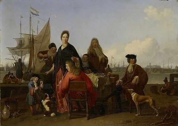 The Bakhuysen and de Hooghe Families dining at the Mosselsteiger (Mussel Pier) on the Y, Amsterdam, Creator: Ludolf Bakhuizen
