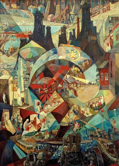 Framed Print : Baku (agitation panel), 1927. Creator: Vogeler, Heinrich (1872-1942) Framed Print : Baku (agitation panel), 1927. Creator: Vogeler, Heinrich (1872-1942)