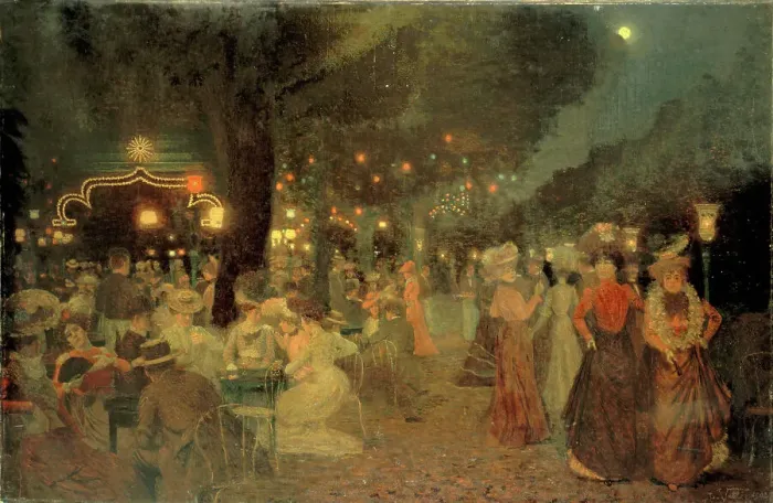 Framed Print : The Bal Bullier garden, at night, 1902. Creator: Ludovic Vallee