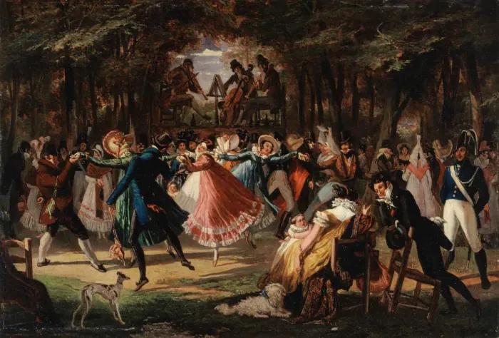 Framed Print : Bal public, 1818. Creator: Chalon, John James (1778-1854) Framed Print : Bal public, 1818. Creator: Chalon, John James (1778-1854)