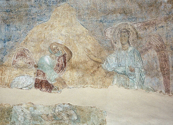 Balaam and the angel. Artist: Ancient Russian frescos
