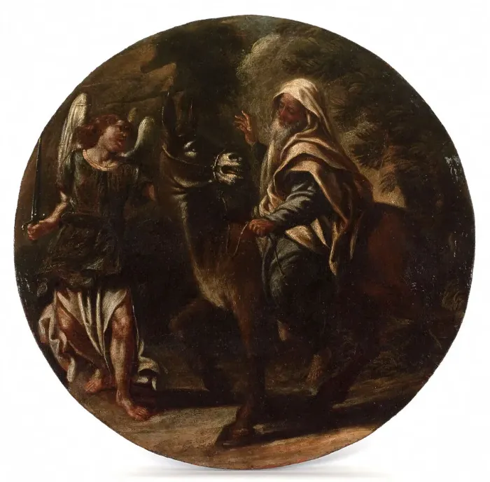 Framed Print : Balaam and his donkey stopped by the angel of the Lord. Creator: Unknown Framed Print : Balaam and his donkey stopped by the angel of the Lord. Creator: Unknown