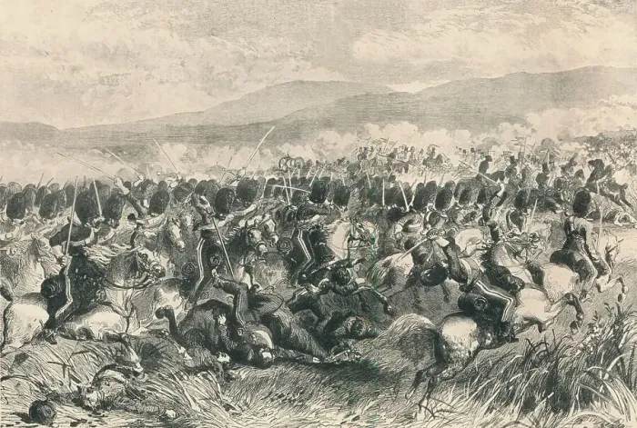 Framed Print : Balaclava, 25th October 1854. The Charge of the Scots Greys, 1884 Framed Print : Balaclava, 25th October 1854. The Charge of the Scots Greys, 1884