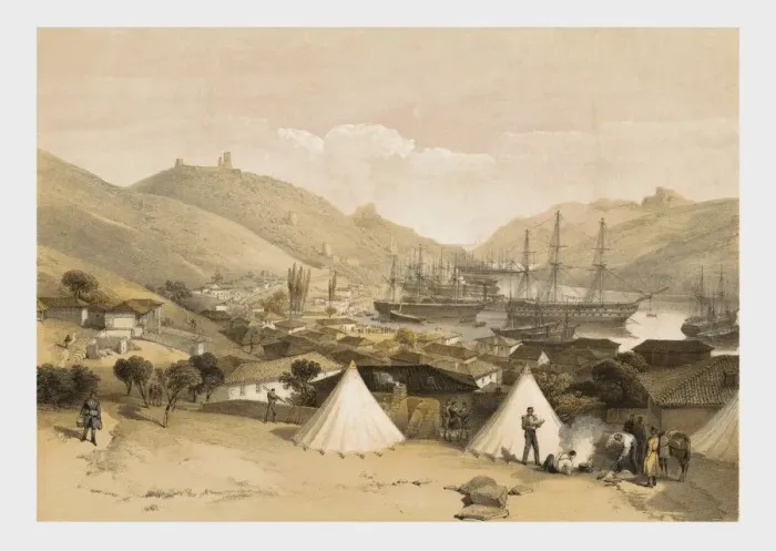 Framed Print : Balaklava, looking towards the sea, 1855. Creator: W Walton Framed Print : Balaklava, looking towards the sea, 1855. Creator: W Walton