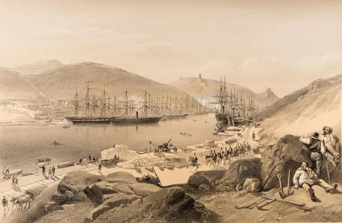 Framed Print : Balaklava. The Quays and the Shipping, 1855 Framed Print : Balaklava. The Quays and the Shipping, 1855