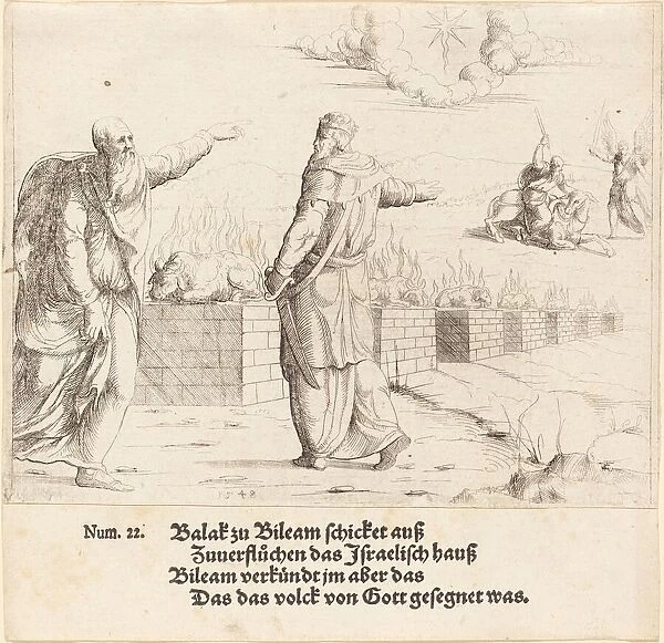 Balaks Sacrifice, and Balaams Prophecy, 1548. Creator: Augustin Hirschvogel