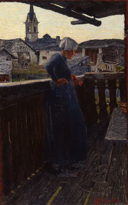 Framed Print : On the balcony, 1892. Creator: Segantini, Giovanni (1858-1899) Framed Print : On the balcony, 1892. Creator: Segantini, Giovanni (1858-1899)