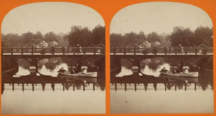 Framed Print : Balcony Bridge, Central Park, New York City, about 1875. Creator: W. M. Chase