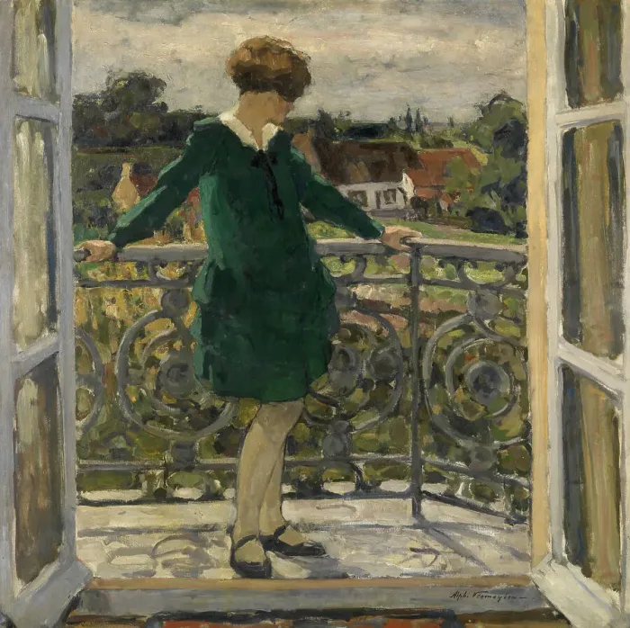 Framed Print : On the Balcony, c1920s. Creator: Alphonse Vermeylen Framed Print : On the Balcony, c1920s. Creator: Alphonse Vermeylen