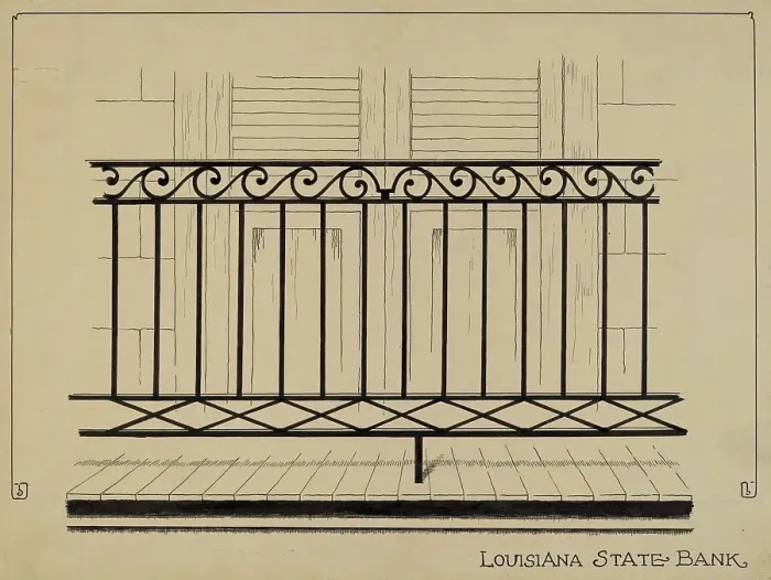 Framed Print : Balcony Railing, c. 1936. Creator: Ray Price Framed Print : Balcony Railing, c. 1936. Creator: Ray Price