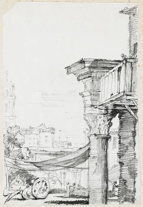 Framed Print : A Balcony in the Roman Forum, 1744 / 1750. Creator: Joseph-Marie Vien the Elder