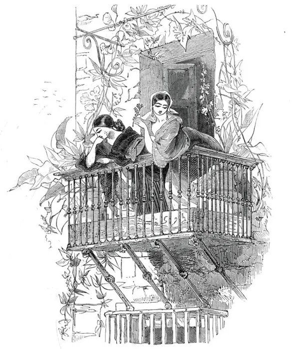 Framed Print : Balcony scene, at Andalusia, 1845. Creator: Unknown Framed Print : Balcony scene, at Andalusia, 1845. Creator: Unknown