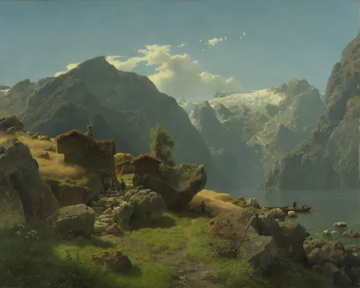 Framed Print : Balestrand, 1848. Creator: Hans Gude Framed Print : Balestrand, 1848. Creator: Hans Gude