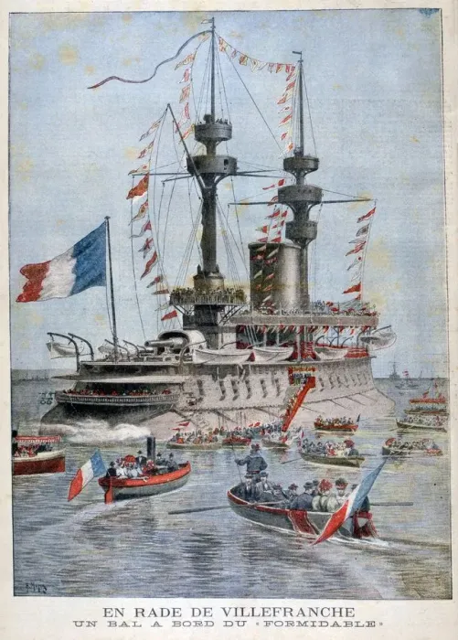Framed Print : A ball on board the battleship Formidable, Villefranche Harbour, France, 1896. Artist: Henri Meyer Framed Print : A ball on board the battleship Formidable, Villefranche Harbour, France, 1896. Artist: Henri Meyer