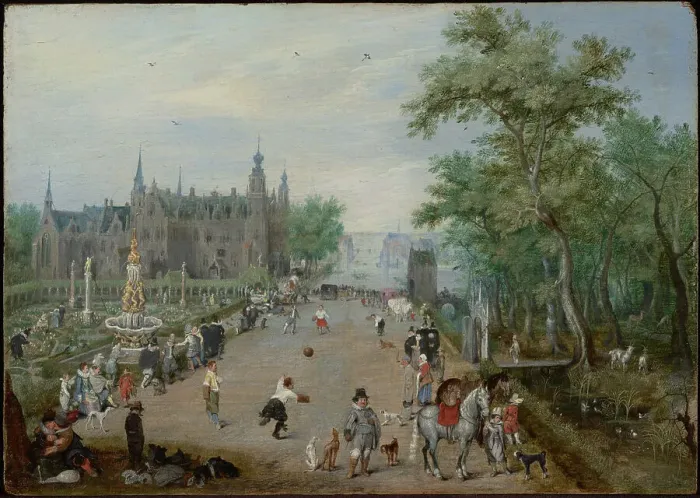 Framed Print : A Ball Game Before a Country Palace, about 1614. Creator: Adriaen van de Venne Framed Print : A Ball Game Before a Country Palace, about 1614. Creator: Adriaen van de Venne