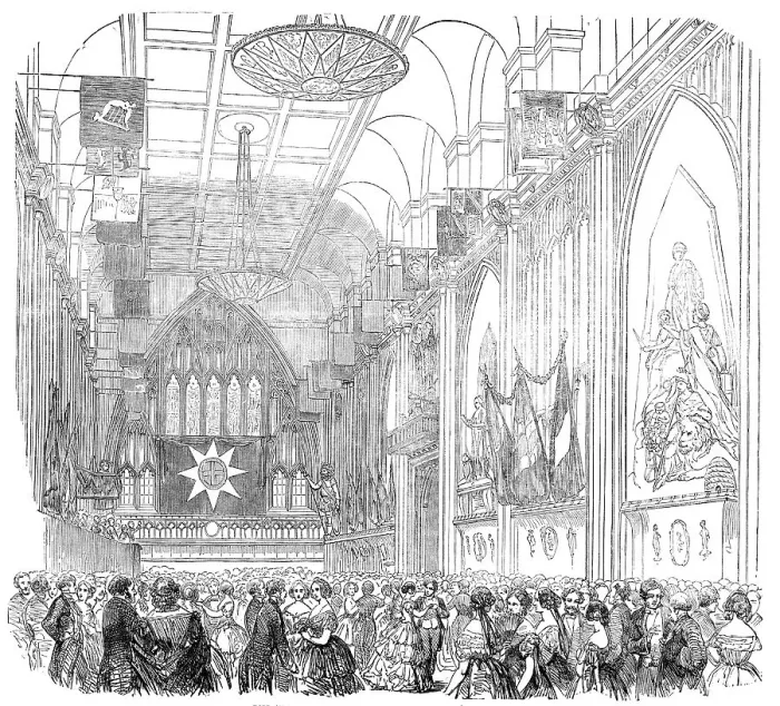Framed Print : Ball at Guildhall, in aid of the Patriotic Fund, 1854. Creator: Unknown Framed Print : Ball at Guildhall, in aid of the Patriotic Fund, 1854. Creator: Unknown