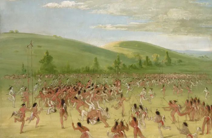 Framed Print : Ball-play of the Choctaw--ball up, 1834-1835. Creator: George Catlin Framed Print : Ball-play of the Choctaw--ball up, 1834-1835. Creator: George Catlin