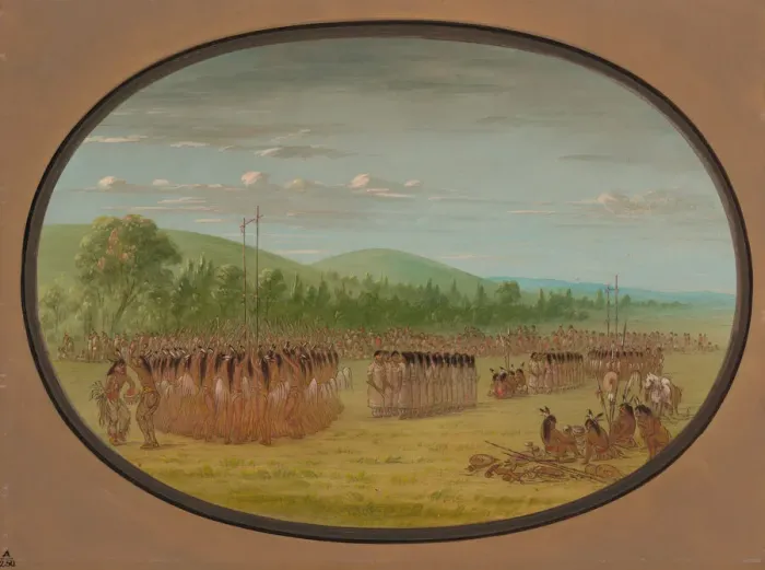 Framed Print : Ball-Play Dance - Choctaw, 1861 / 1869. Creator: George Catlin Framed Print : Ball-Play Dance - Choctaw, 1861 / 1869. Creator: George Catlin