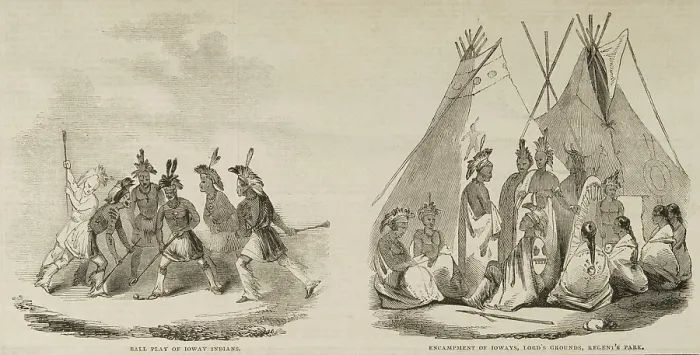 Framed Print : Ball Play of the Ioway Indians and Encampment of Ioways, Lord's Grounds, Regent's Park, c1844. Creator: Unknown. Ball Play of the Ioway Indians and Encampment of Ioways, Lord's Grounds, Regent's Park, c1844 Framed Print : Ball Play of the Ioway Indians and Encampment of Ioways, Lord's Grounds, Regent's Park, c1844. Creator: Unknown. Ball Play of the Ioway Indians and Encampment of Ioways, Lord's Grounds, Regent's Park, c1844