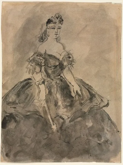 Framed Print : At the Ball (recto); La femme a leventail, after Goya (verso), 19th century Framed Print : At the Ball (recto); La femme a leventail, after Goya (verso), 19th century