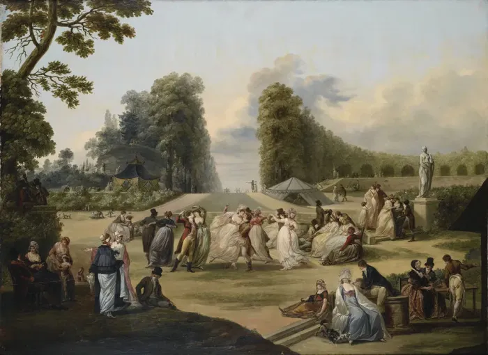 Framed Print : Ball in the Tivoli Gardens, Paris, 1799. Artist: Watteau, Francois-Louis-Joseph (1758-1823) Framed Print : Ball in the Tivoli Gardens, Paris, 1799. Artist: Watteau, Francois-Louis-Joseph (1758-1823)