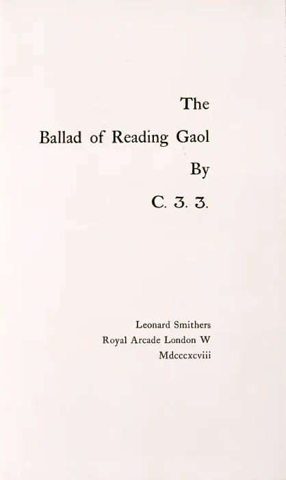 Framed Print : The Ballad of Reading Gaol by C.3.3. 1898. Creator: Unknown Framed Print : The Ballad of Reading Gaol by C.3.3. 1898. Creator: Unknown