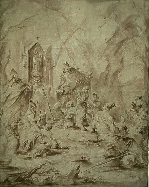 Ballad Singer at a Shrine of the Virgin, 1720 / 25. Creator: Alessandro Magnasco