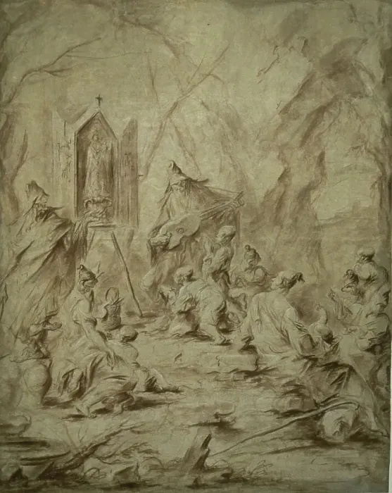 Framed Print : Ballad Singer at a Shrine of the Virgin, 1720 / 25. Creator: Alessandro Magnasco Framed Print : Ballad Singer at a Shrine of the Virgin, 1720 / 25. Creator: Alessandro Magnasco