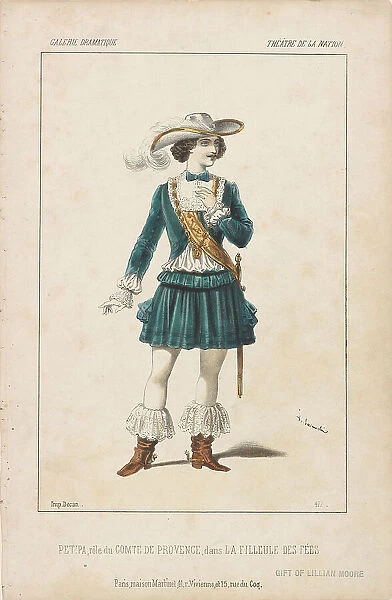 Ballet dancer Marius Petipa (1818-1910) in ballet La filleule des fées by Adolphe Adam, 1849. Creator: Lacauchie, Alexandre (active 1833-1846)