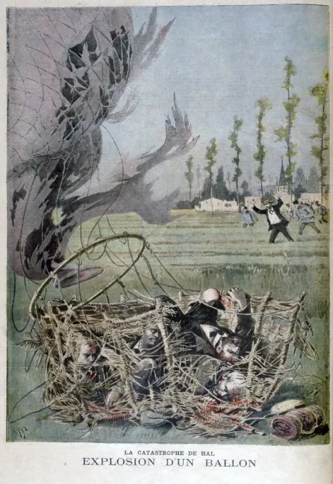 Framed Print : Balloon explosion in Hal, Belgium, 1895. Artist: Henri Meyer Framed Print : Balloon explosion in Hal, Belgium, 1895. Artist: Henri Meyer