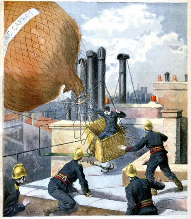 Framed Print : A balloon on a roof, 1894 Framed Print : A balloon on a roof, 1894