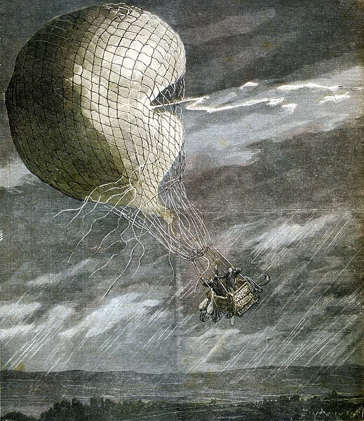 A Balloon struck by lightning near Chicago, Illinois, USA, 1891