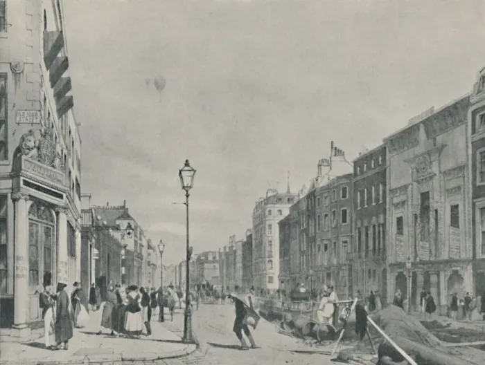 Framed Print : Balloons Over Piccadilly, 1842, (1920) Framed Print : Balloons Over Piccadilly, 1842, (1920)