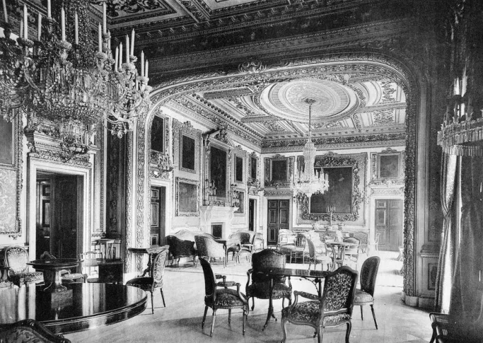 Framed Print : The ballroom, Devonshire House, 1908. Artist: J Russell & Sons Framed Print : The ballroom, Devonshire House, 1908. Artist: J Russell & Sons