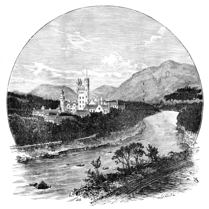 Framed Print : Balmoral Castle and the River Dee, Scotland, c1888 Framed Print : Balmoral Castle and the River Dee, Scotland, c1888