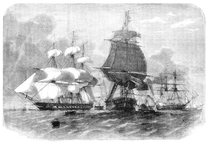 Framed Print : The Baltic Flying Squadron of 1856: Falcon, Harrier, Samson, Imperieuse, Arrogant, Euryalus, Amphion Creator: Unknown Framed Print : The Baltic Flying Squadron of 1856: Falcon, Harrier, Samson, Imperieuse, Arrogant, Euryalus, Amphion Creator: Unknown