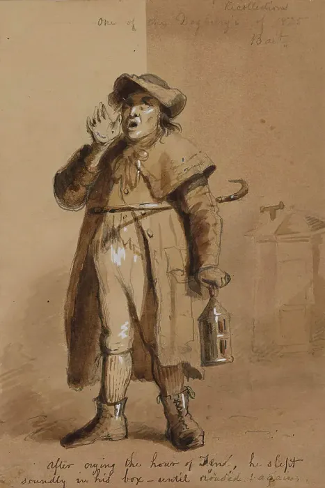 Framed Print : A Baltimore Watchman, 19th century. Creator: Alfred Jacob Miller Framed Print : A Baltimore Watchman, 19th century. Creator: Alfred Jacob Miller
