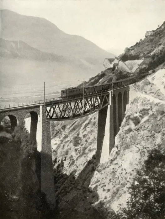 Framed Print : The Baltschieder Viaduct on the Lotschberg main line... 1935-36. Creator: Unknown Framed Print : The Baltschieder Viaduct on the Lotschberg main line... 1935-36. Creator: Unknown