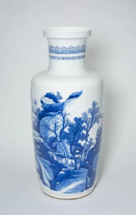 Framed Print : Baluster Vase with Figures and Pavillions amid Mountainous... Qing dynasty, (1662-1722)