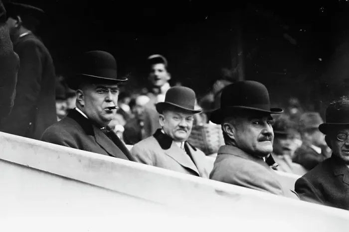 Framed Print : Ban Johnson, Garry Herrman, Thos. Lynch, World Series N.Y. 1911. Creator: Bain News Service Framed Print : Ban Johnson, Garry Herrman, Thos. Lynch, World Series N.Y. 1911. Creator: Bain News Service