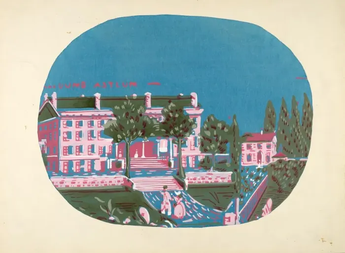 Framed Print : Bandbox Design (Deaf and Dumb Asylum), c. 1939. Creator: Martin Partyka Framed Print : Bandbox Design (Deaf and Dumb Asylum), c. 1939. Creator: Martin Partyka