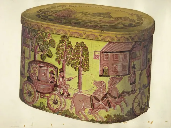 Framed Print : Bandbox Design - Stagecoach, c. 1941. Creator: Eleanor Ruelos Framed Print : Bandbox Design - Stagecoach, c. 1941. Creator: Eleanor Ruelos
