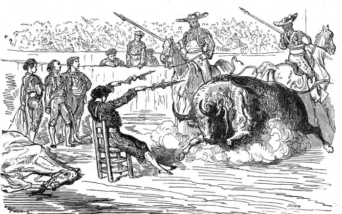 Framed Print : The Banderillero in the chair; Notes on Spain, 1875. Creator: Unknown Framed Print : The Banderillero in the chair; Notes on Spain, 1875. Creator: Unknown