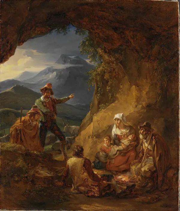Framed Print : Bandits Entering a Shepherd's Dwelling, 1823. Creator: Alexander Lauréus Framed Print : Bandits Entering a Shepherd's Dwelling, 1823. Creator: Alexander Lauréus